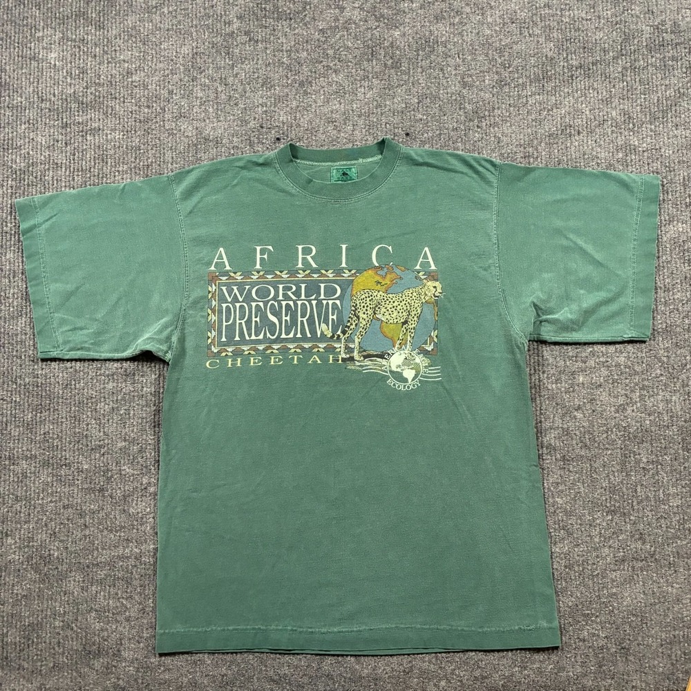 Vintage Galt Sand Mens Tee‎ XL Africa Safari World Preserve Cheetah Made In USA